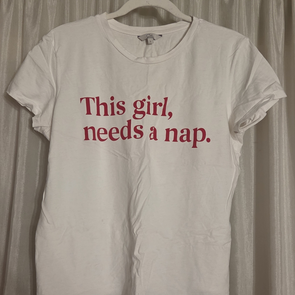 White Tee with Red Text